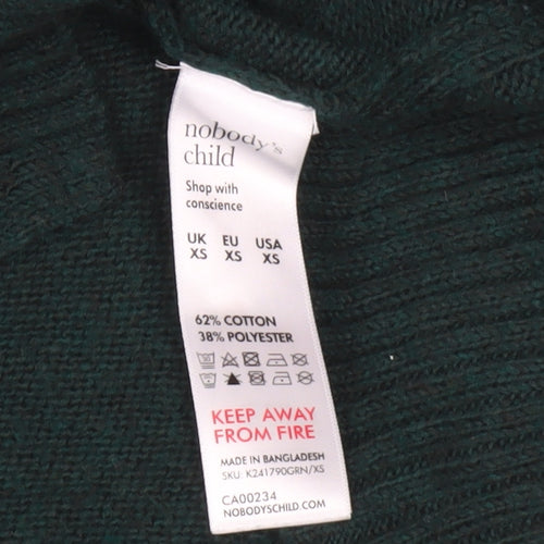 Nobody's Child Women's Green XS Mock Neck Knit Jumper