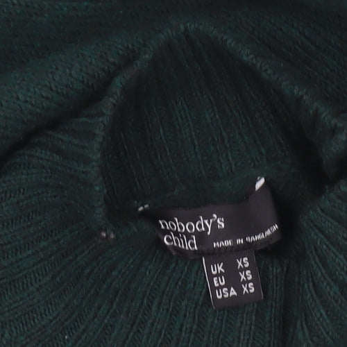 Nobody's Child Women's Green XS Mock Neck Knit Jumper