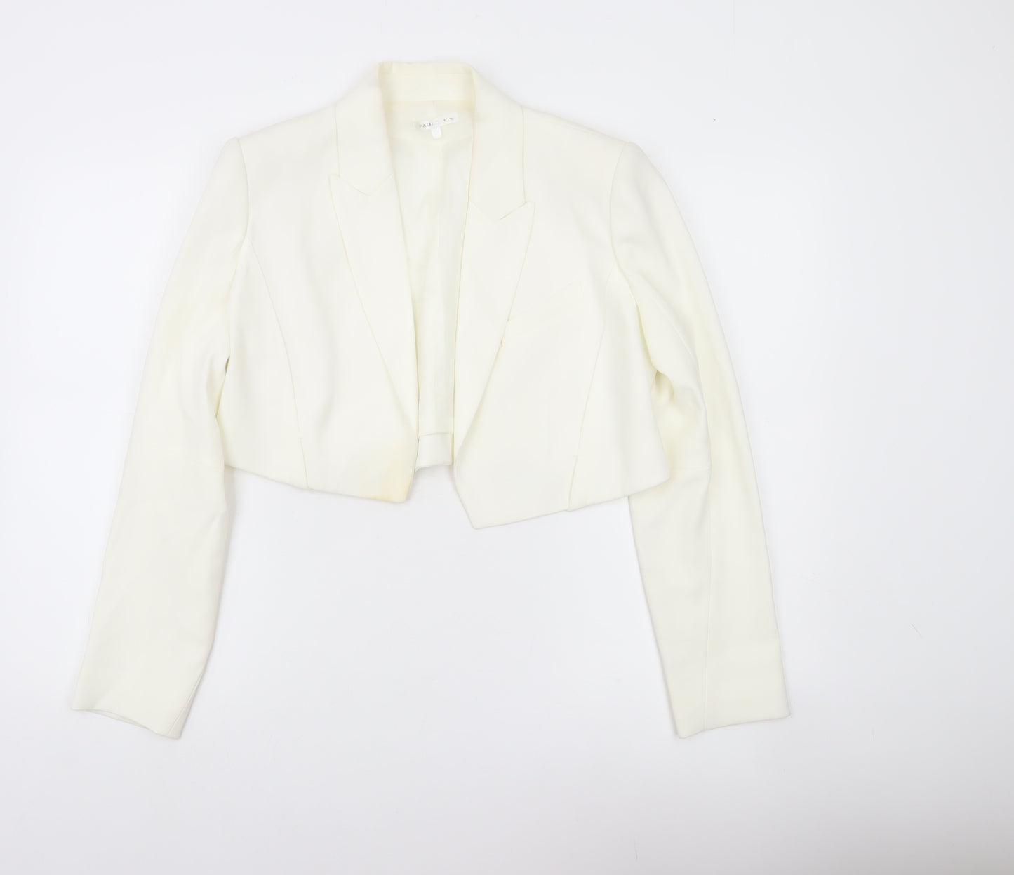 Paule Ka Women Ivory Cropped Blazer Size 12 Tailored Jacket