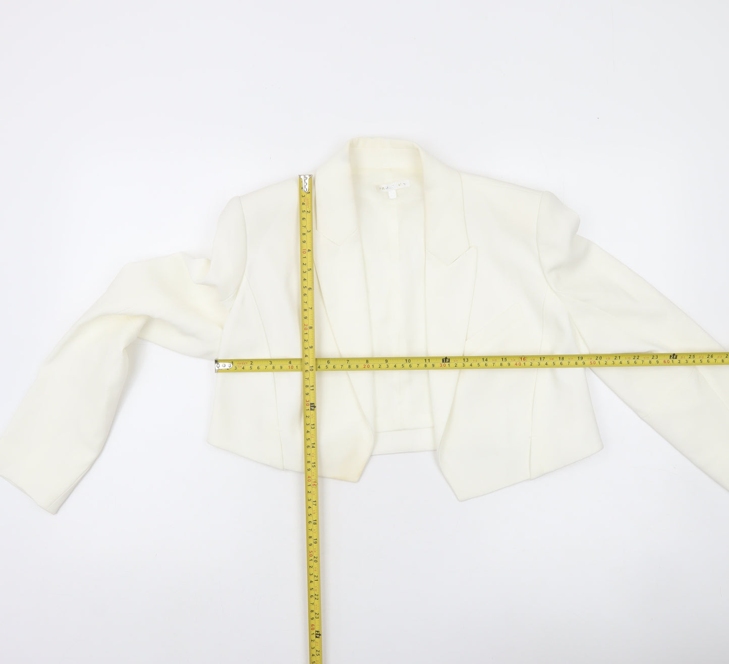 Paule Ka Women Ivory Cropped Blazer Size 12 Tailored Jacket