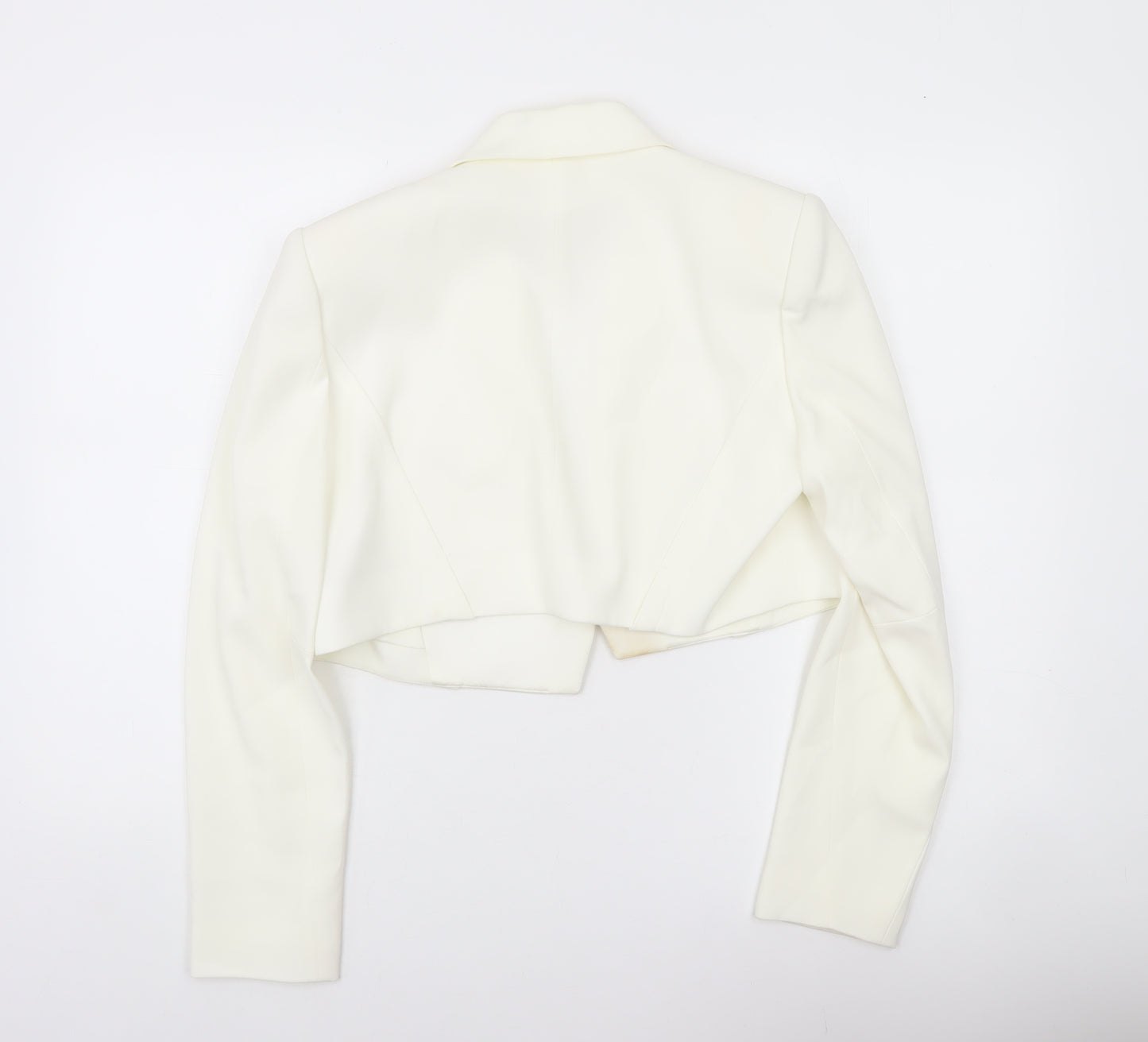 Paule Ka Women Ivory Cropped Blazer Size 12 Tailored Jacket
