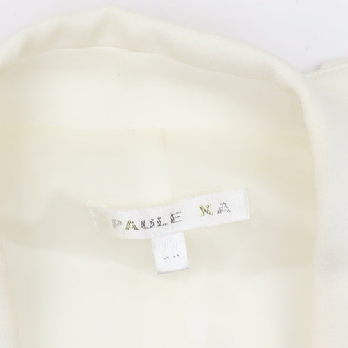 Paule Ka Women Ivory Cropped Blazer Size 12 Tailored Jacket