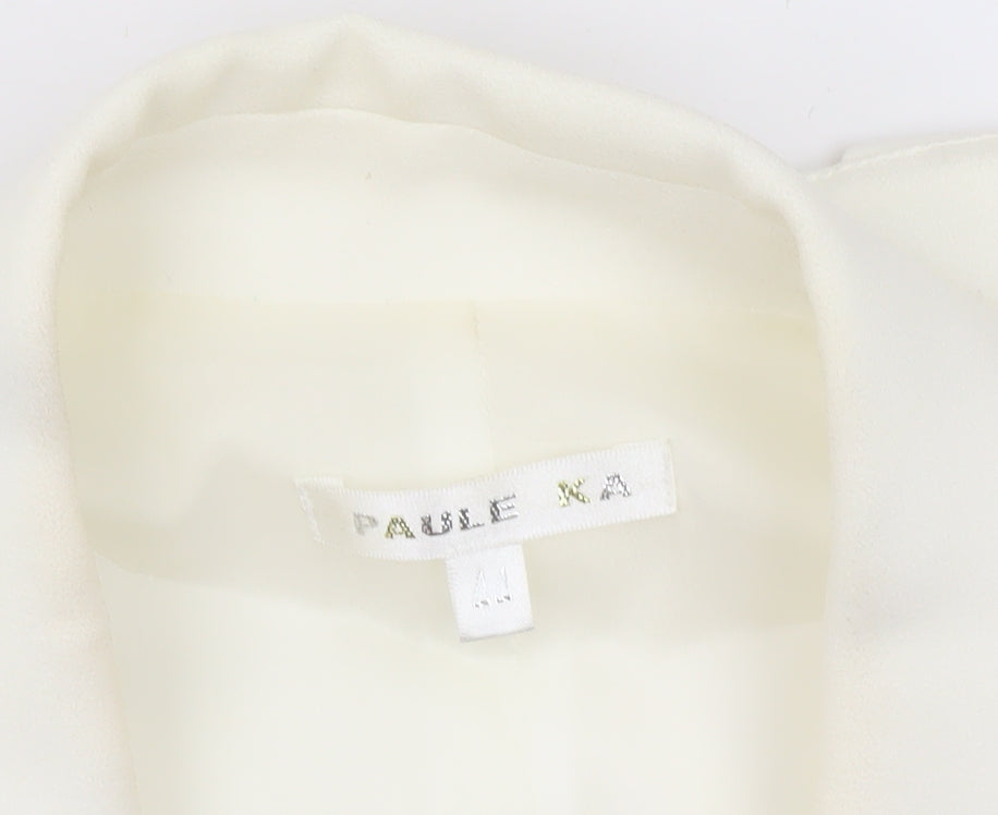 Paule Ka Women Ivory Cropped Blazer Size 12 Tailored Jacket