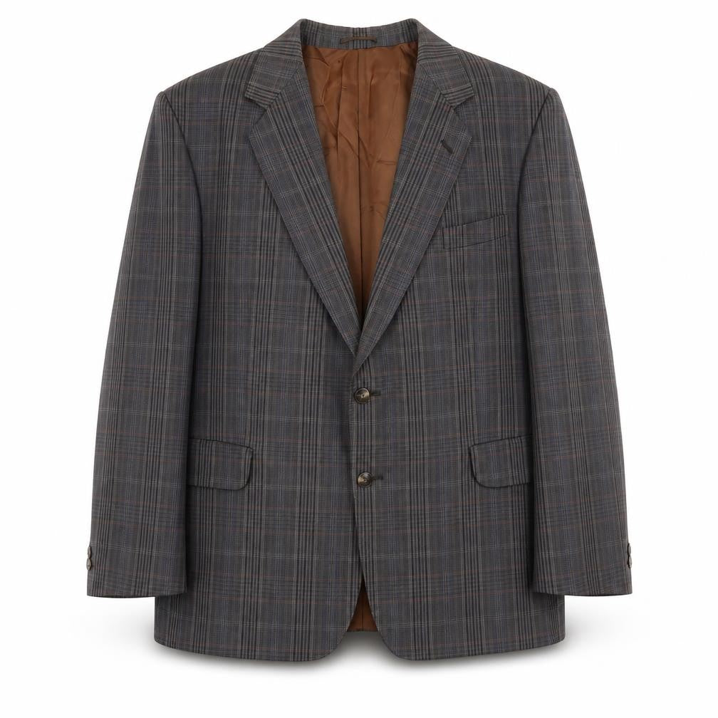 Front view of Magee Men’s Plaid Wool Blazer Jacket 40S Notch Lapel