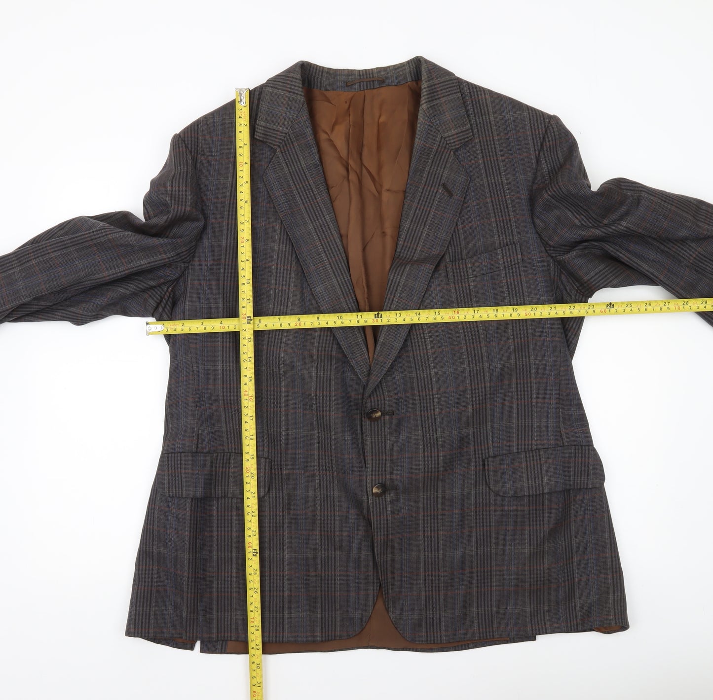 Magee Men’s Plaid Wool Blazer Jacket 40S Notch Lapel