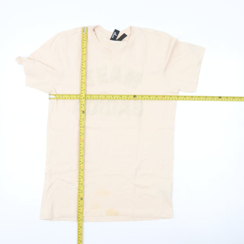 Adidas Men’s Beige Small Graphic Logo T-Shirt Cotton Short Sleeve
