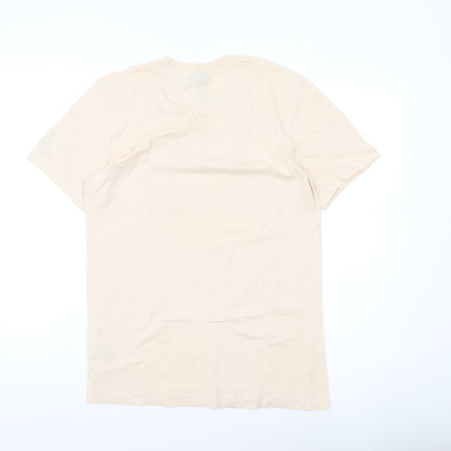 Adidas Men’s Beige Small Graphic Logo T-Shirt Cotton Short Sleeve