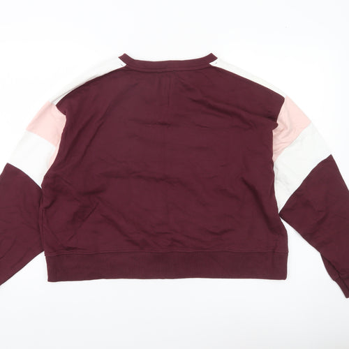 New Look Womens Red Colourblock Crew Neck Logo Pullover Sweatshirt M