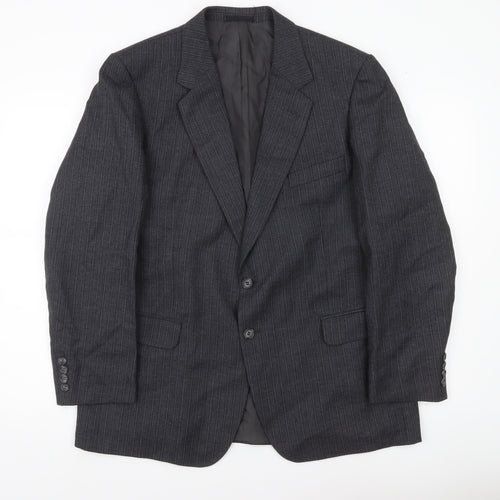 Marks and Spencer St Michael Mens Grey Pinstripe Wool Blend Blazer Jacket 42 Short
