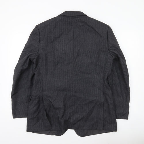 Marks and Spencer St Michael Mens Grey Pinstripe Wool Blend Blazer Jacket 42 Short