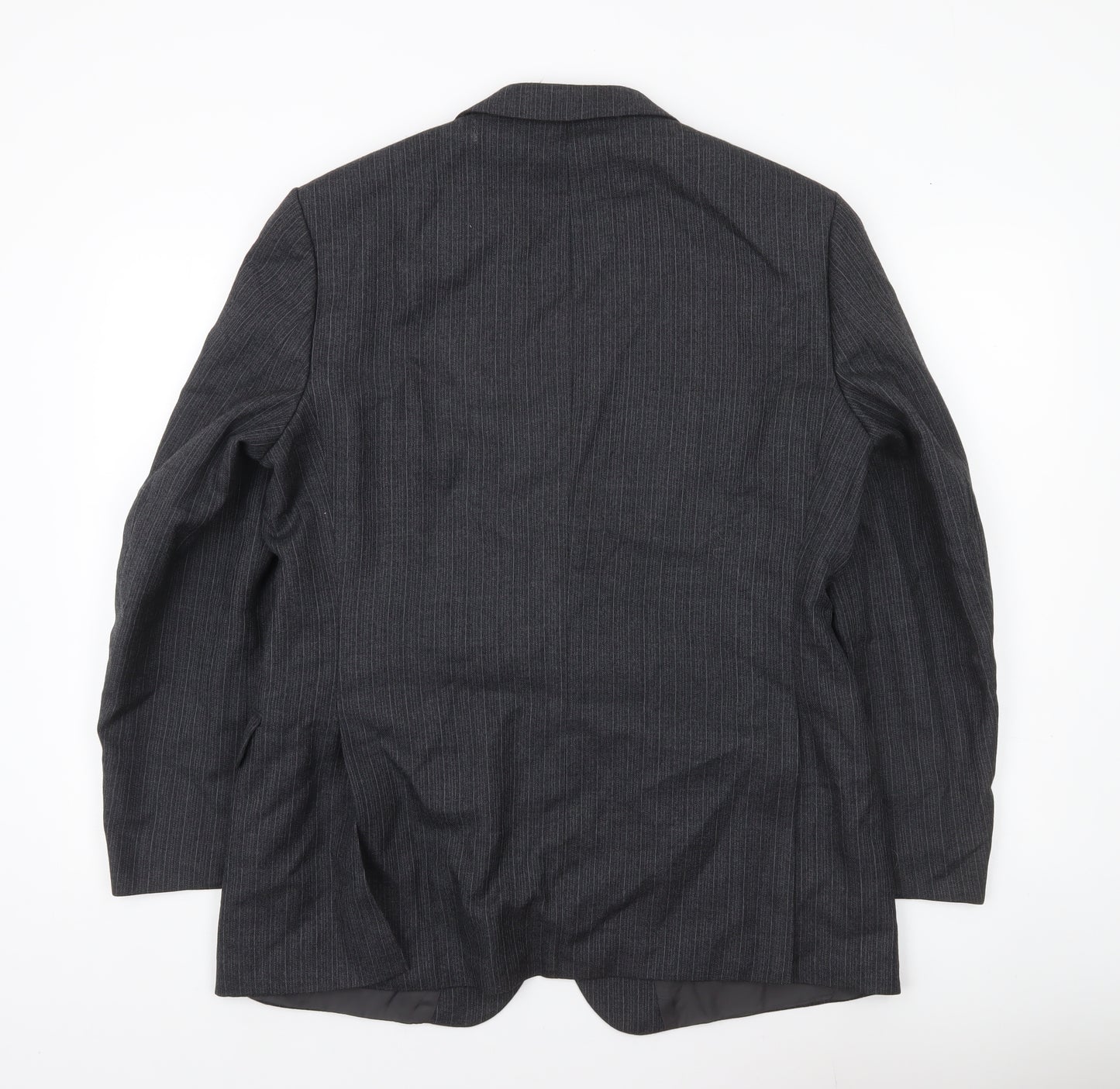 Marks and Spencer St Michael Mens Grey Pinstripe Wool Blend Blazer Jacket 42 Short