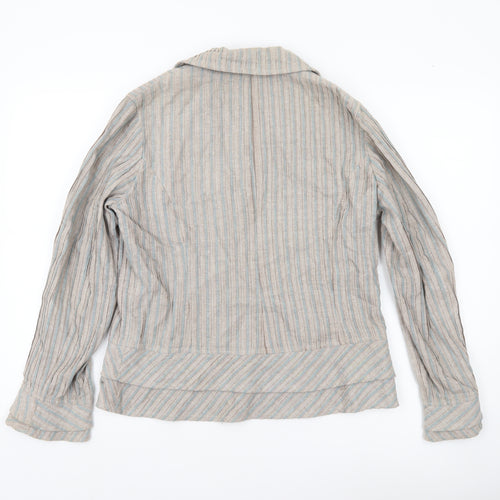 Adini Women Beige Striped Suit Jacket Blazer Small Cotton