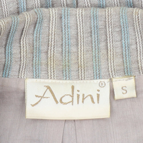 Adini Women Beige Striped Suit Jacket Blazer Small Cotton