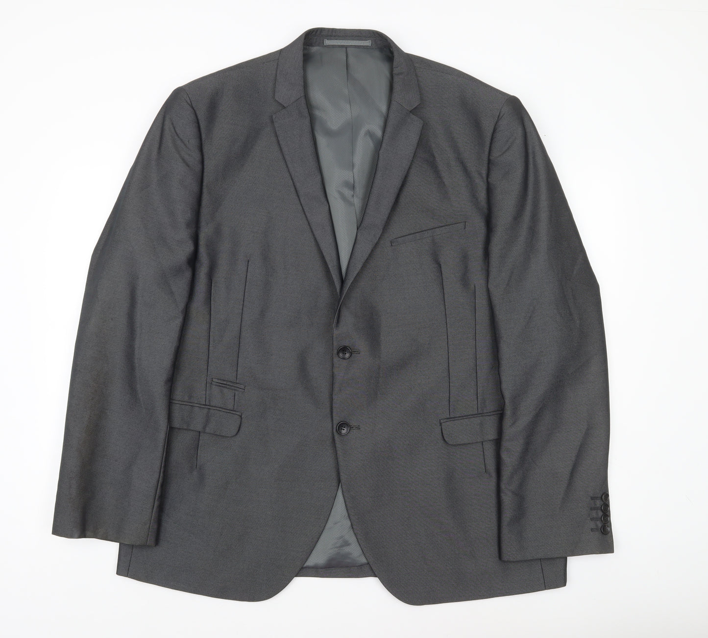 George Men Grey 46R Blazer Jacket Single Breasted Notch Lapel