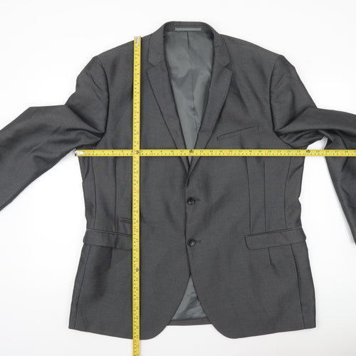 George Men Grey 46R Blazer Jacket Single Breasted Notch Lapel
