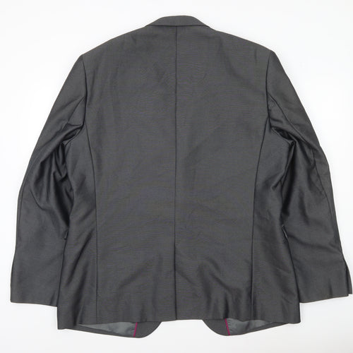 George Men Grey 46R Blazer Jacket Single Breasted Notch Lapel