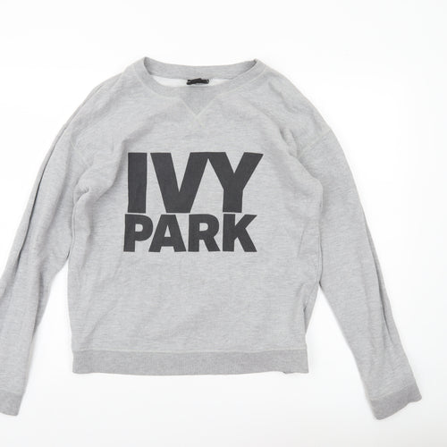 Ivy Park Womens Grey Sweatshirt Medium Pullover Logo Print Casual