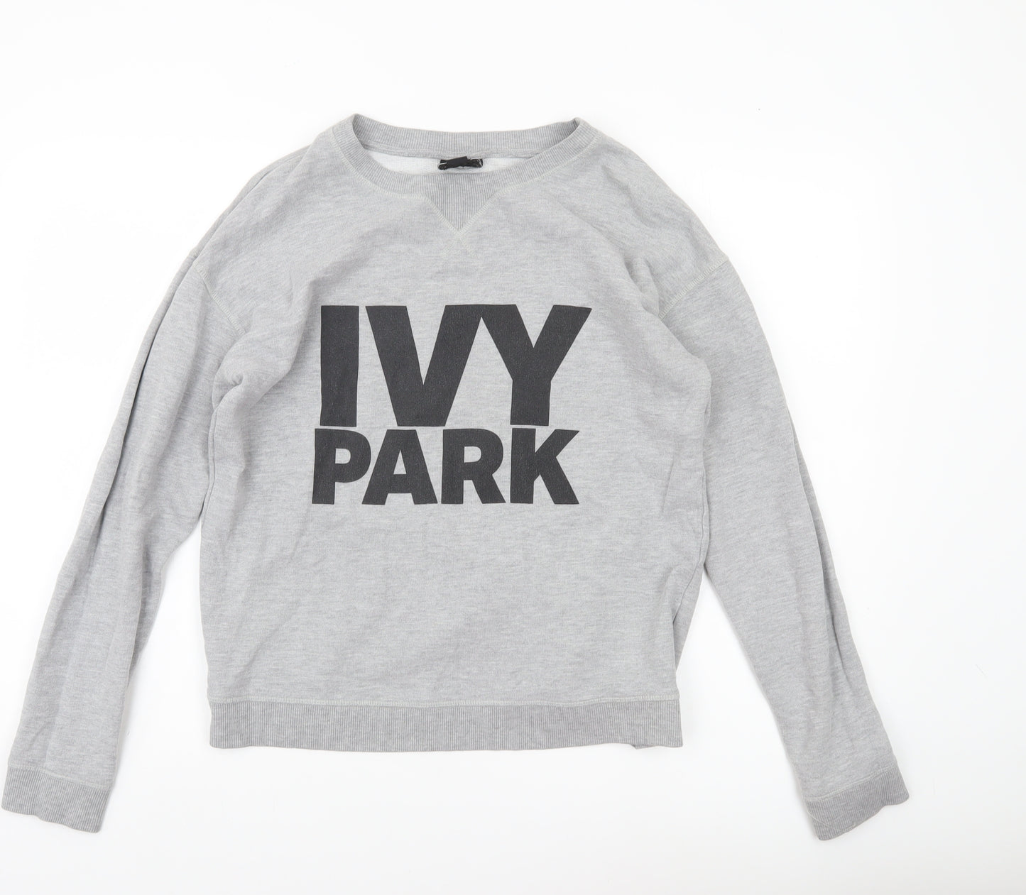 Ivy Park Womens Grey Sweatshirt Medium Pullover Logo Print Casual
