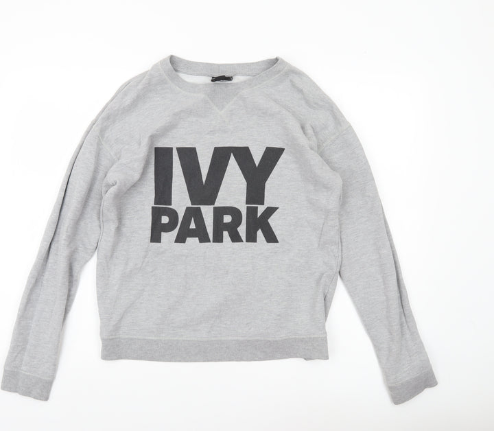 Ivy Park Womens Grey Sweatshirt Medium Pullover Logo Print Casual