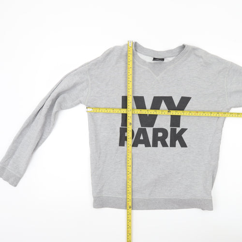 Ivy Park Womens Grey Sweatshirt Medium Pullover Logo Print Casual