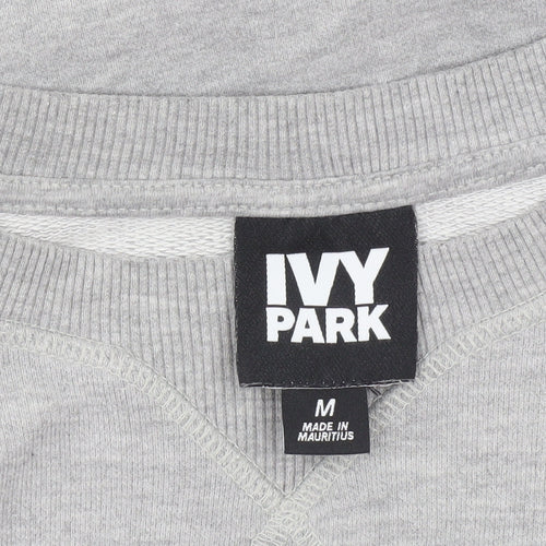 Ivy Park Womens Grey Sweatshirt Medium Pullover Logo Print Casual