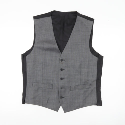 Jeff Banks Men’s Grey 40 Chest Wool Waistcoat Regular Fit