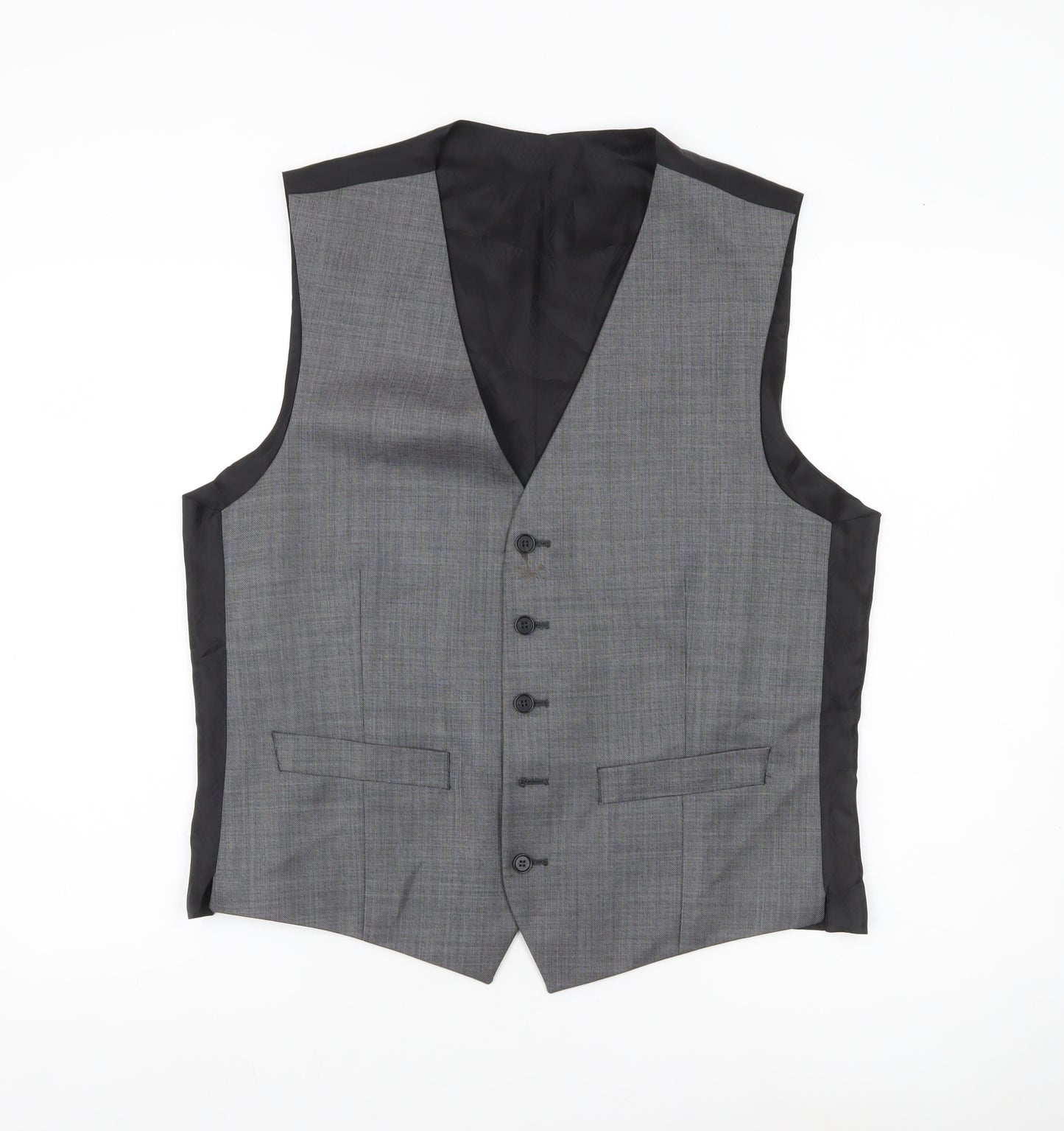 Jeff Banks Men’s Grey 40 Chest Wool Waistcoat Regular Fit