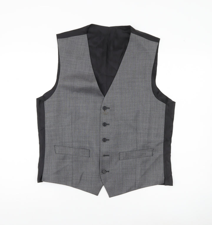 Jeff Banks Men’s Grey 40 Chest Wool Waistcoat Regular Fit