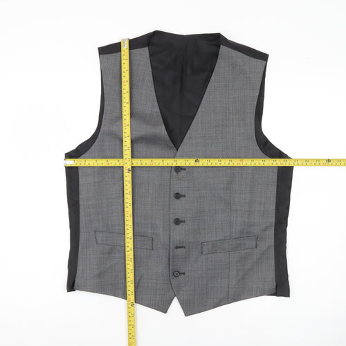 Jeff Banks Men’s Grey 40 Chest Wool Waistcoat Regular Fit