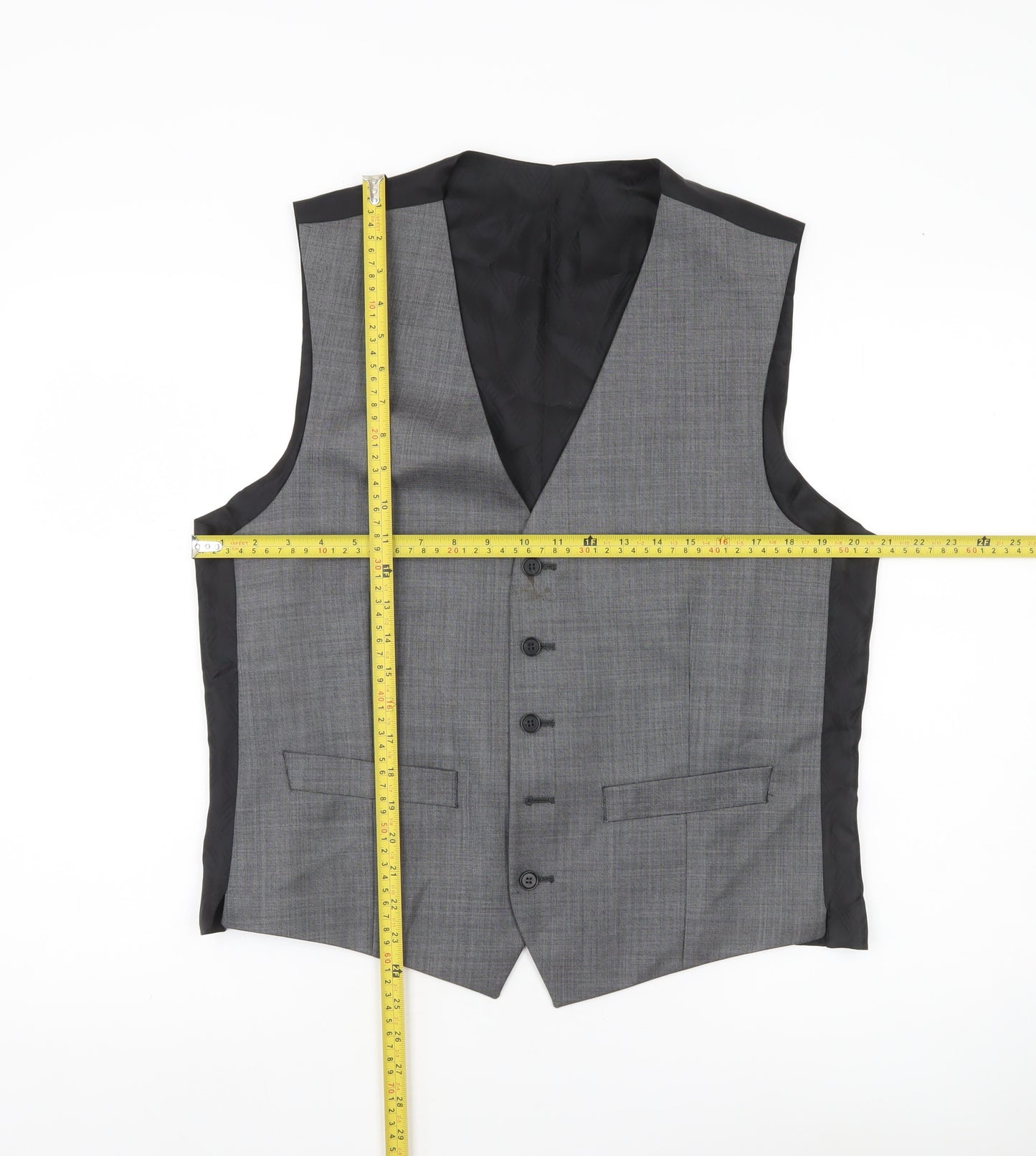Jeff Banks Men’s Grey 40 Chest Wool Waistcoat Regular Fit