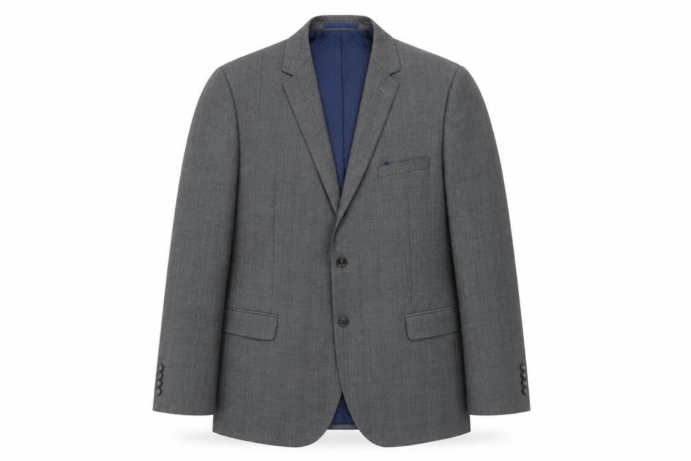 Front view of Tailor & Cutter Men’s Grey 46R Notch Lapel Suit Jacket