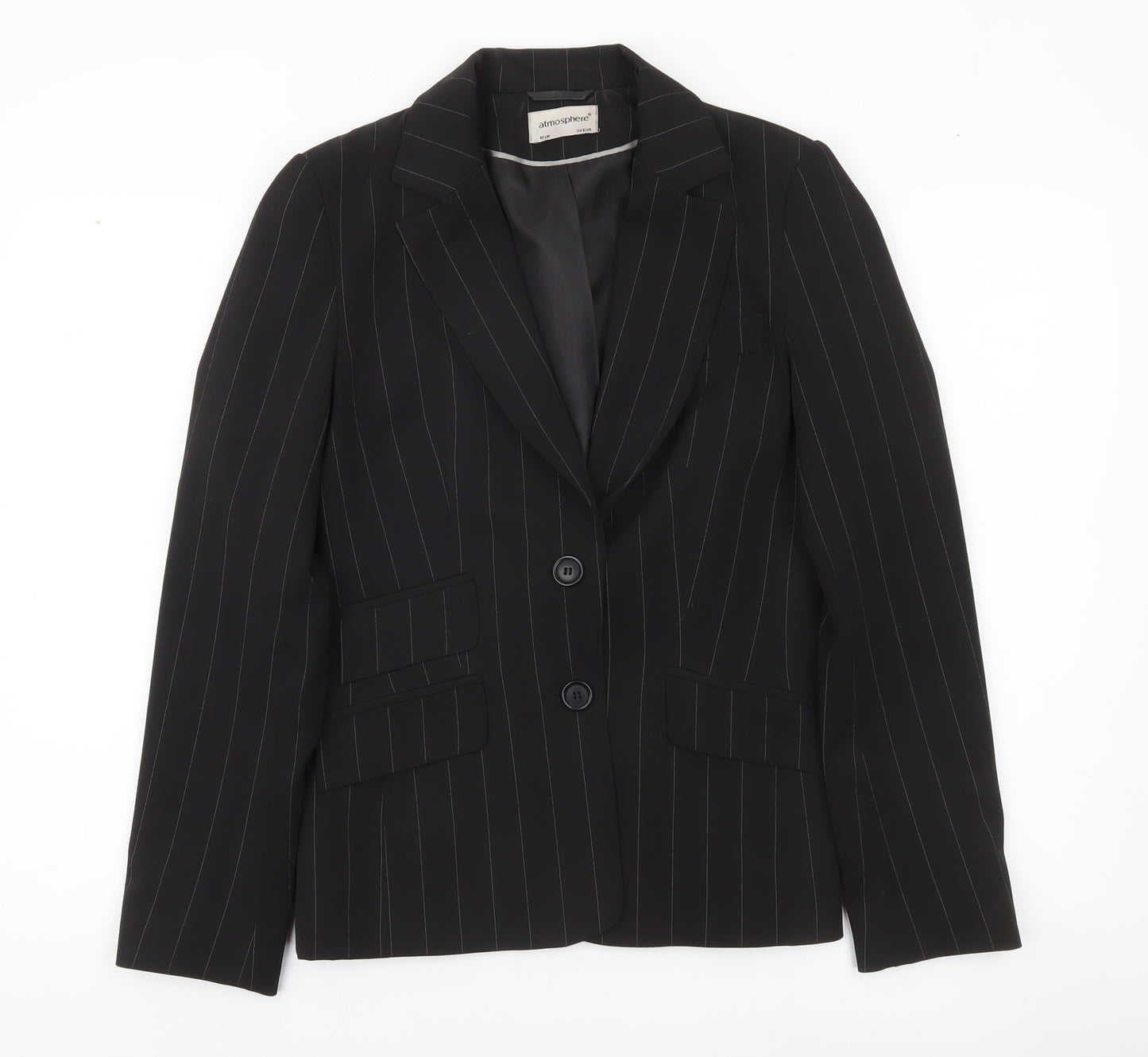 Atmosphere Womens Black Pinstripe Suit Jacket UK 10 Regular Fit