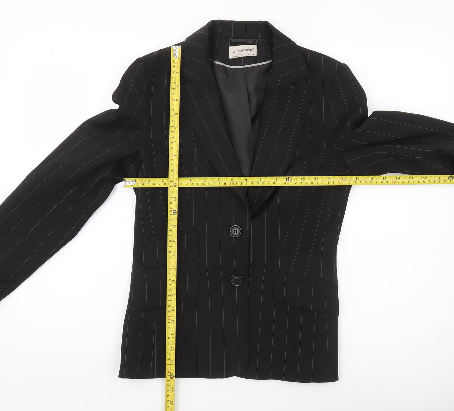 Atmosphere Womens Black Pinstripe Suit Jacket UK 10 Regular Fit