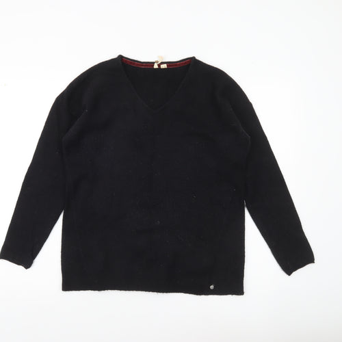 White Stuff Womens Black Wool Blend V-Neck Jumper Size 8