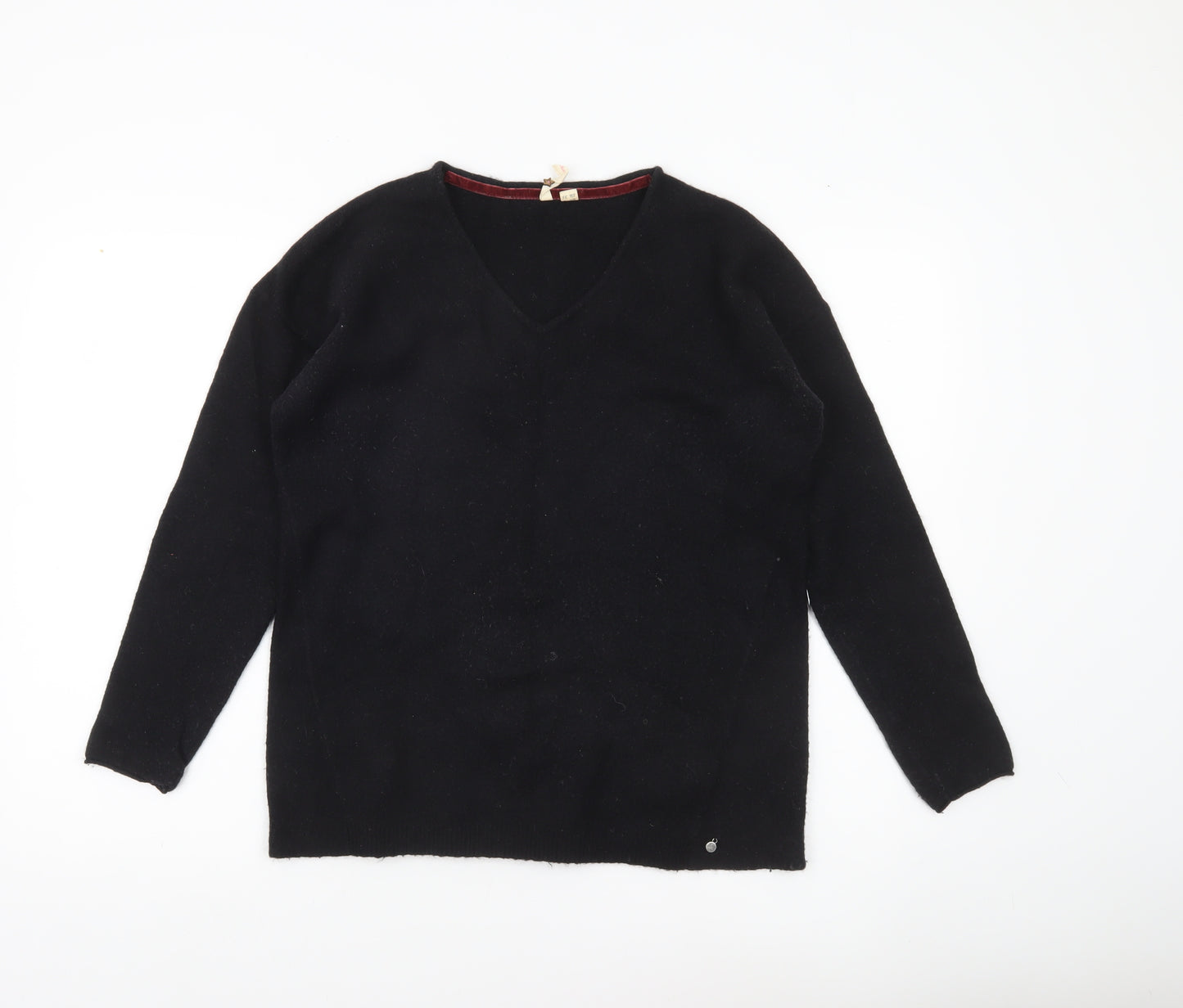 White Stuff Womens Black Wool Blend V-Neck Jumper Size 8