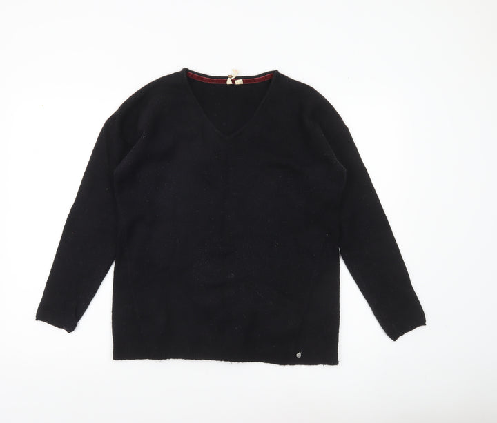 White Stuff Womens Black Wool Blend V-Neck Jumper Size 8