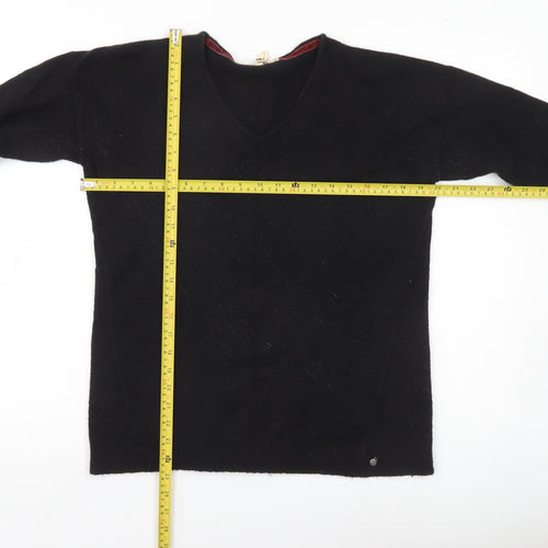 White Stuff Womens Black Wool Blend V-Neck Jumper Size 8