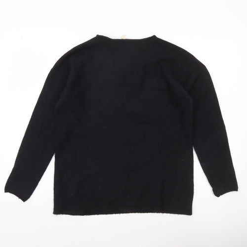 White Stuff Womens Black Wool Blend V-Neck Jumper Size 8
