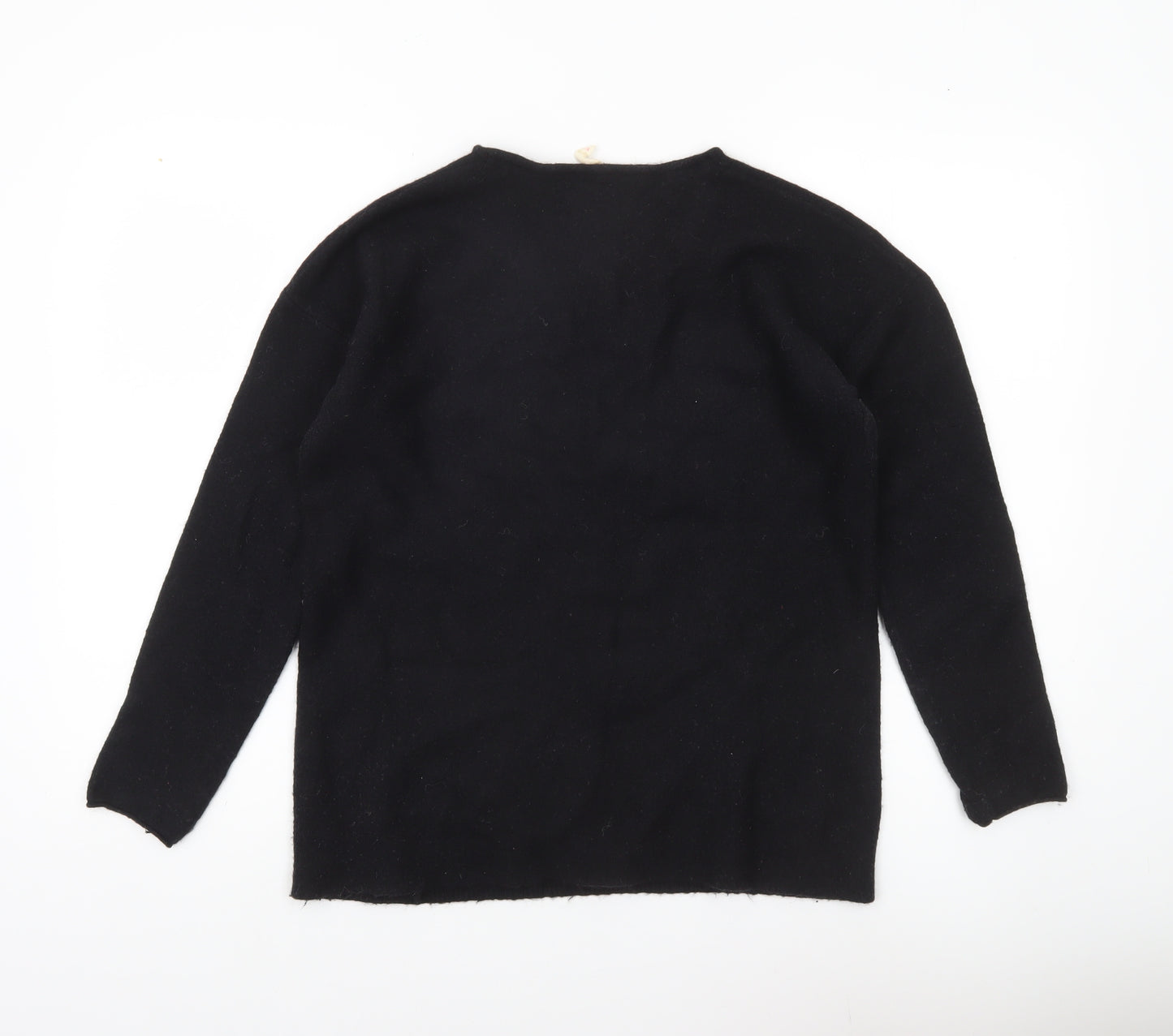 White Stuff Womens Black Wool Blend V-Neck Jumper Size 8