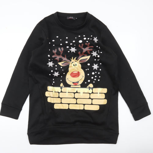 Nouvelle Collection Womens Black Christmas Reindeer Sweatshirt M