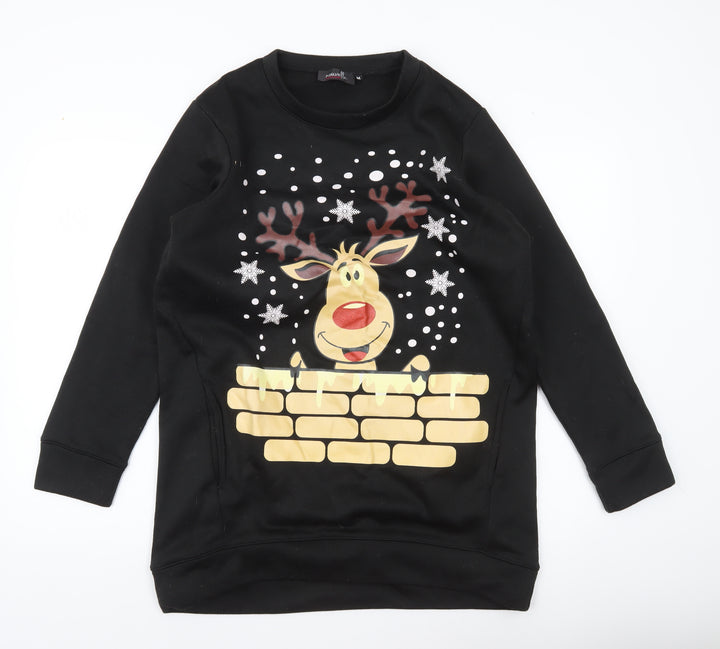Nouvelle Collection Womens Black Christmas Reindeer Sweatshirt M