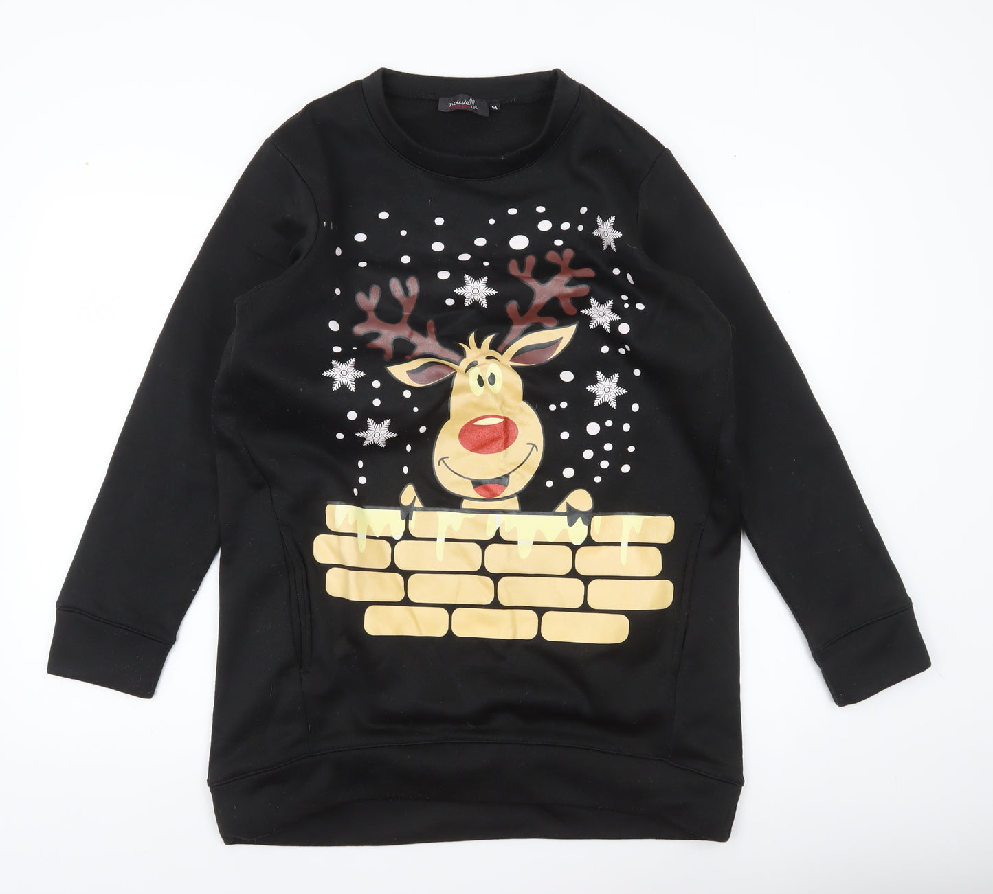 Nouvelle Collection Womens Black Christmas Reindeer Sweatshirt M