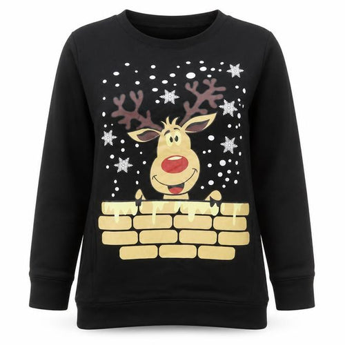Nouvelle Collection Womens Black Christmas Reindeer Sweatshirt M