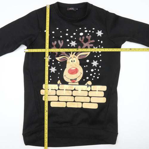 Nouvelle Collection Womens Black Christmas Reindeer Sweatshirt M