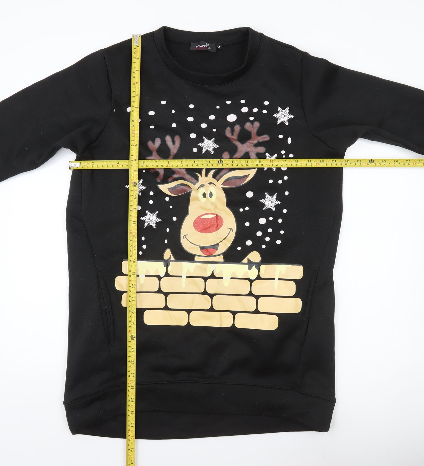 Nouvelle Collection Womens Black Christmas Reindeer Sweatshirt M