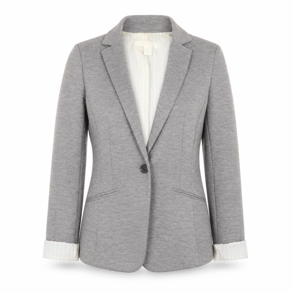 Front view of H&M Women’s Grey Blazer Jacket, size UK 4, Regular Fit Workwear