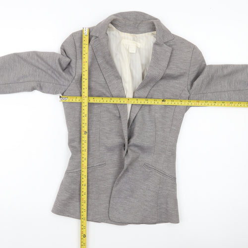 H&M Women’s Grey Blazer Jacket Size 4 Regular Fit Workwear