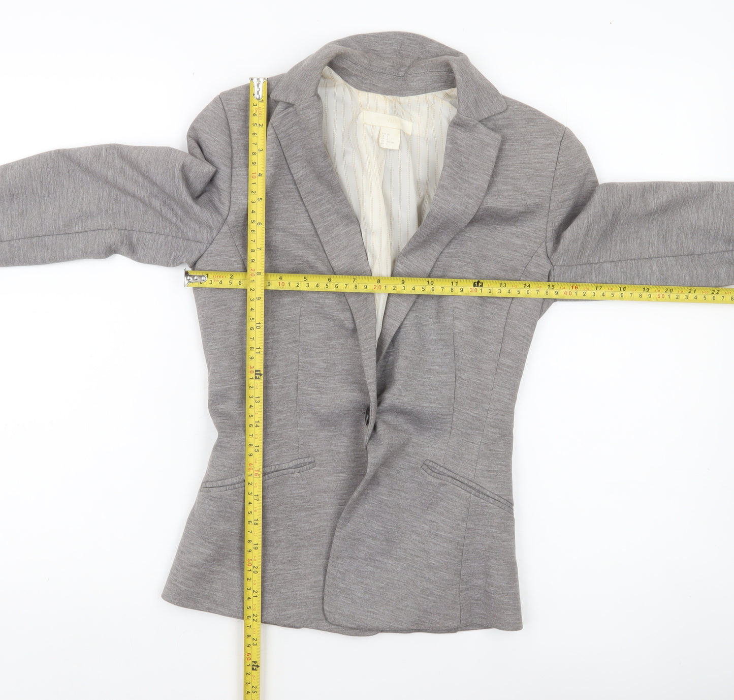 H&M Women’s Grey Blazer Jacket Size 4 Regular Fit Workwear