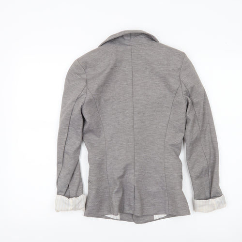 H&M Women’s Grey Blazer Jacket Size 4 Regular Fit Workwear