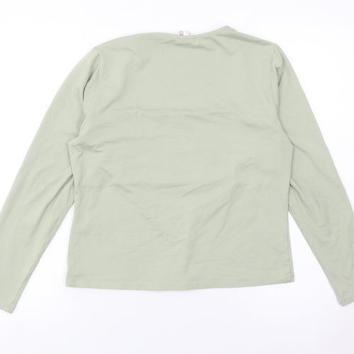 H&M Women’s Green Long Sleeve Square Neck Slim Fit Top L
